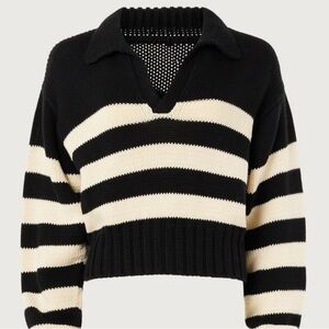 Ciao Lucia Black and Cream V-Neck Sweater